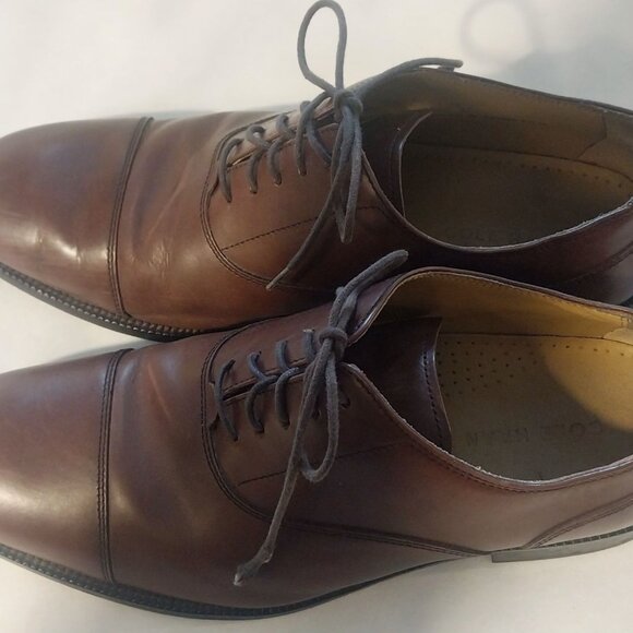 Cole Haan Mens Cap Toe Oxford Dress Shoes Size 8.5 Wide Brown Leather Classic - Picture 4 of 9